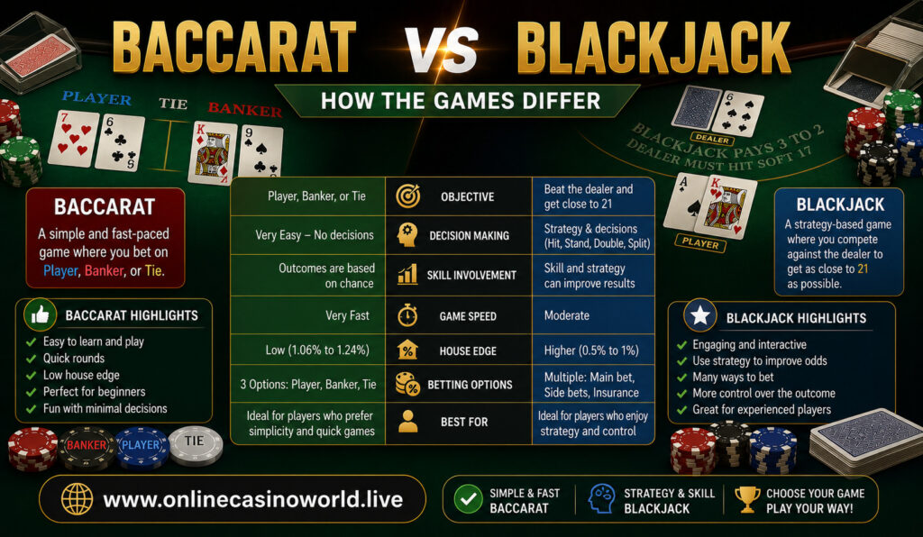 Baccarat vs Blackjack How the Games Differ