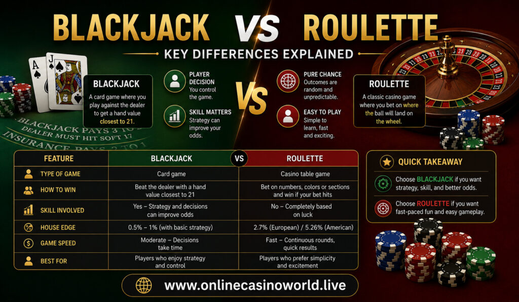 Blackjack vs Roulette Key Differences Explained