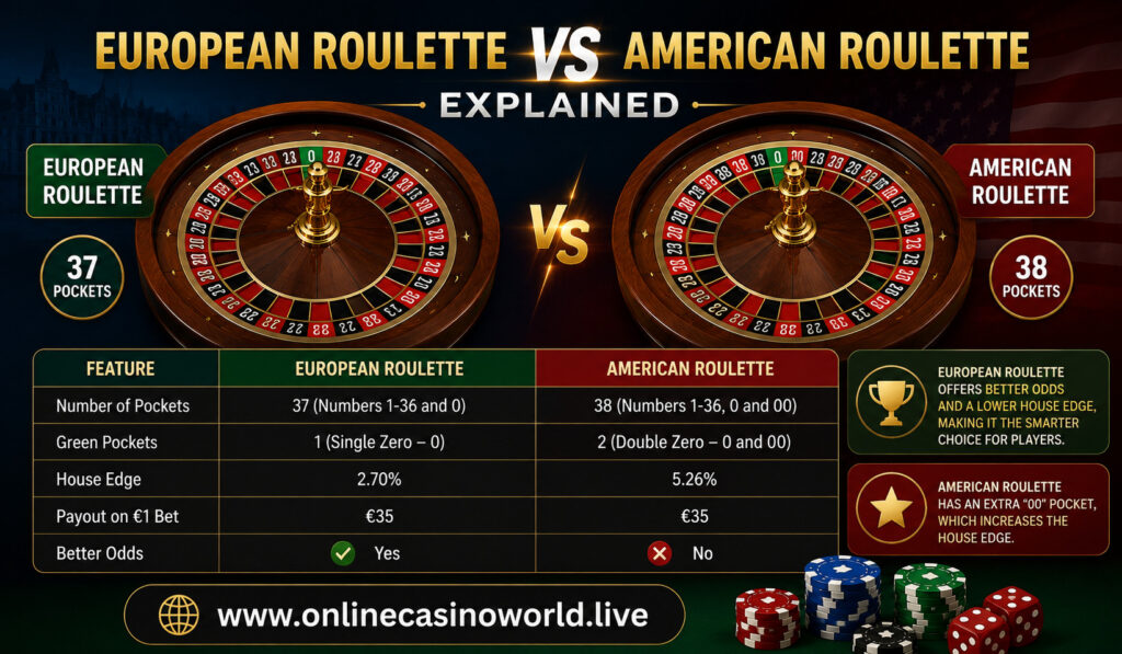 European Roulette vs American Roulette Explained