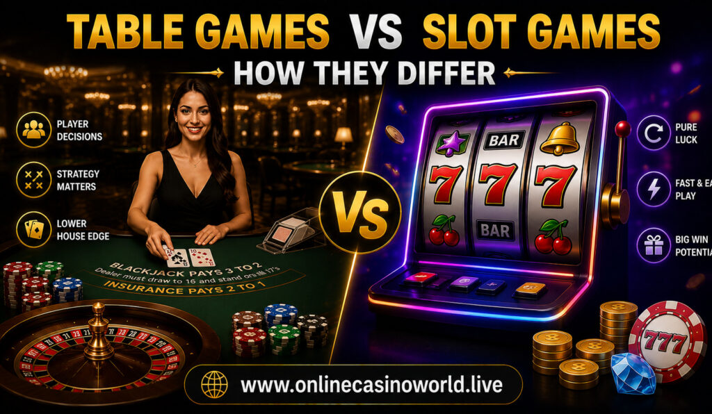Table Games vs Slot Games How They Differ