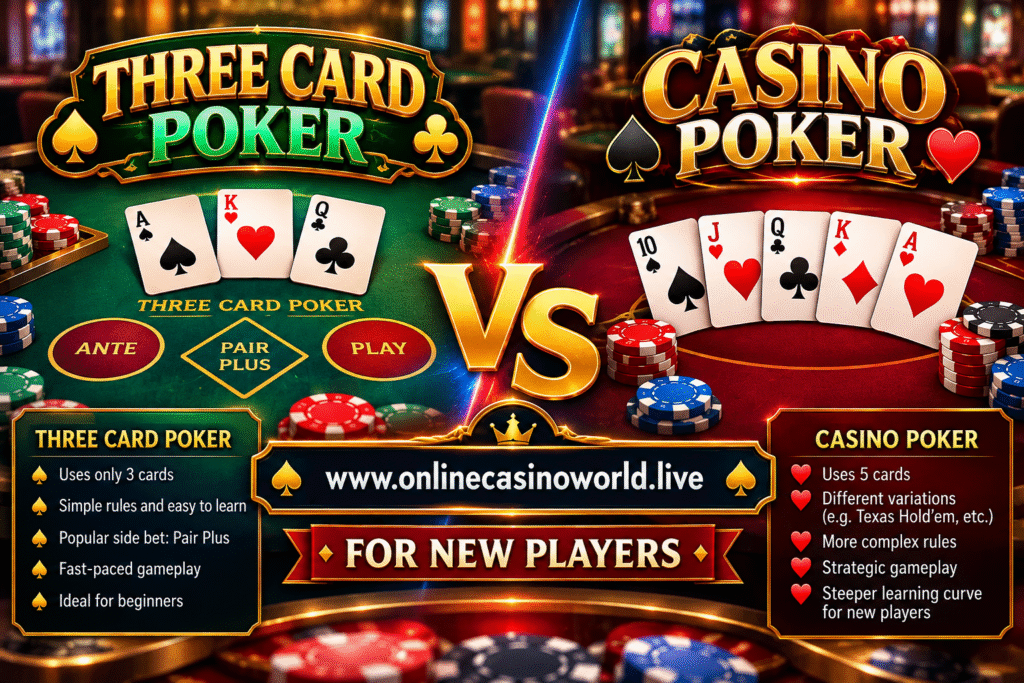 Three Card Poker vs Casino Poker for New Players