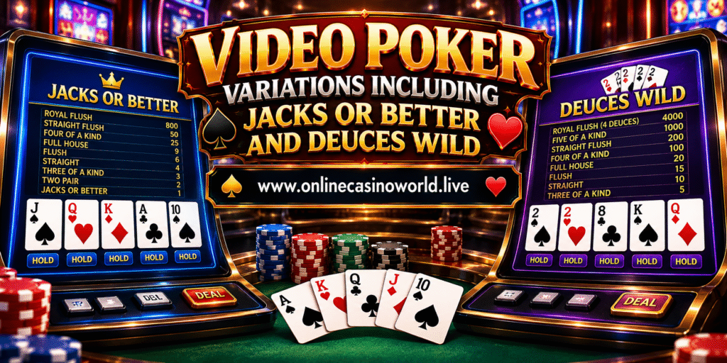 Video Poker Variations Including Jacks or Better and Deuces Wild